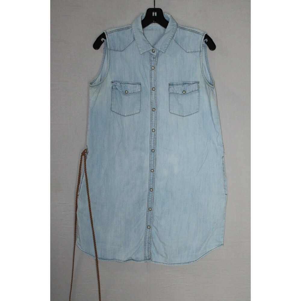 Pimkie Collection Size 8 Denim Dress Shirt Pearl Button Snap Size 40 Fr